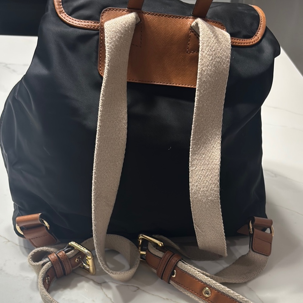 Michael Kors Black and Tan Backpack with Leather Accents - Picture 5 of 13